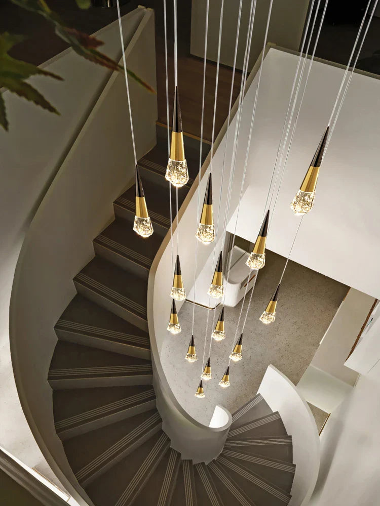 Afralia™ Crystal Chandelier for Stairwell and Living Room Dimming Lighting