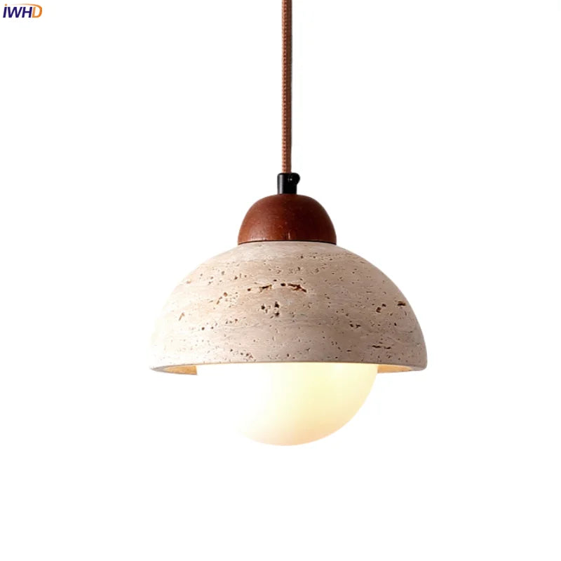 Afralia™ Yellow Travertine LED Pendant Lighting for Living Room Decor