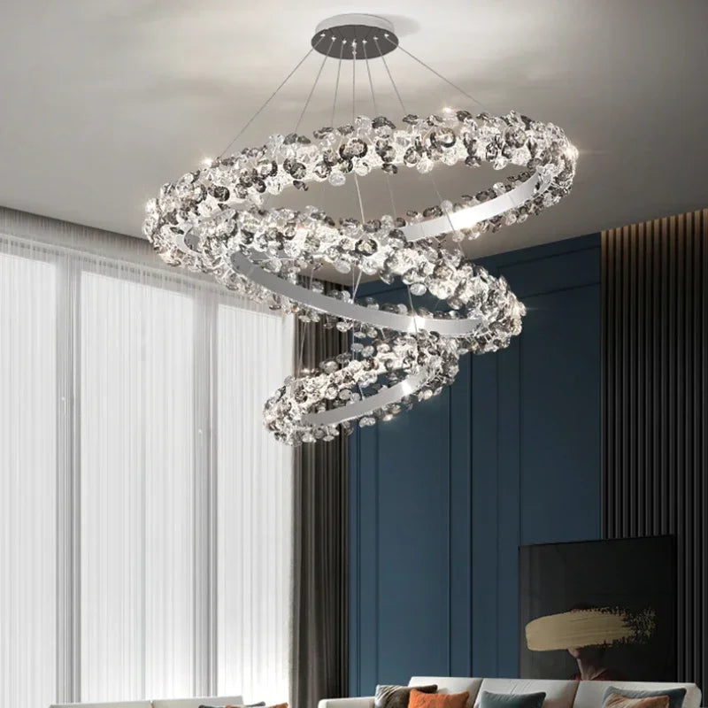 Afralia™ Sun Flower Crystal LED Ring Pendant Chandelier - Luxury Nordic Ceiling Light