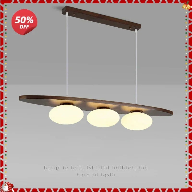 Afralia™ Nordic Wood Chandelier Glass Pendant Light for Dining Room Kitchen Cafe Bar