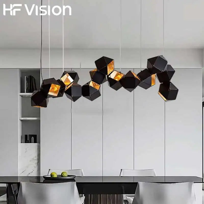 Afralia™ Black Metal Art Lamps Ceiling Chandelier for Home Decoration.