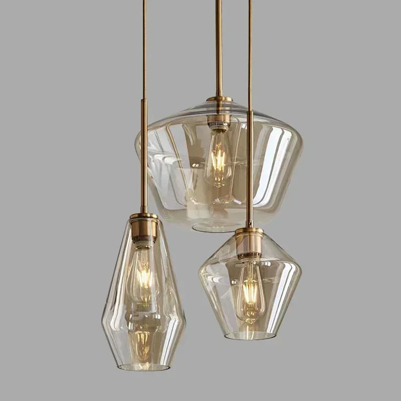 Afralia™ Glass Chandelier: Amber Pendant Lights for Dining, Living Room, Bedroom, Hotel, Cafe