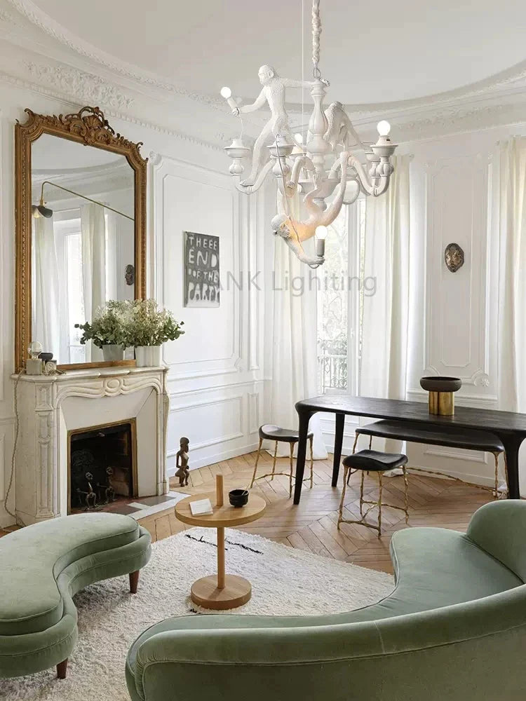 Afralia™ 3 Monkeys Pendant Chandelier - Black White Resin - High-end Indoor LED Decor