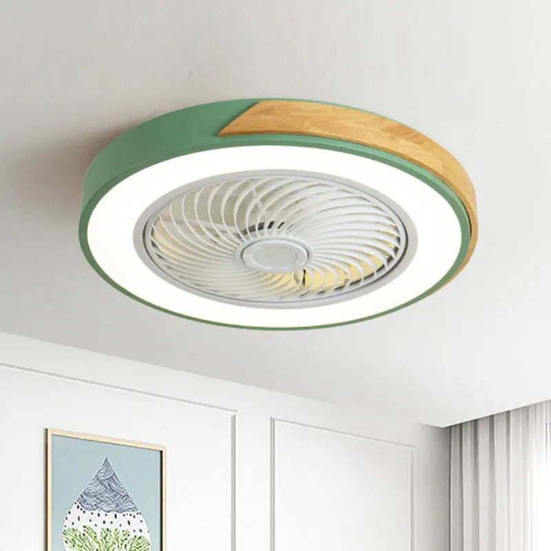 Afralia™ Wood Ceiling Fan Light Remote Control Dimmable LED Indoor Kids Light