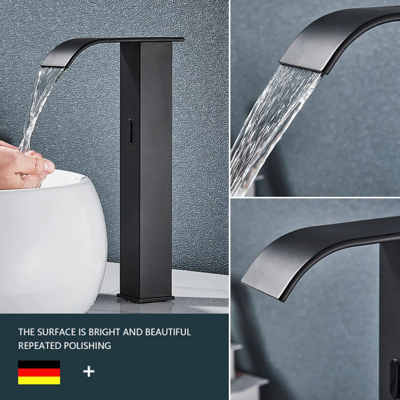 Afralia™ Automatic Sensor Waterfall Basin Faucet - Touchless Bathroom Sink Tap