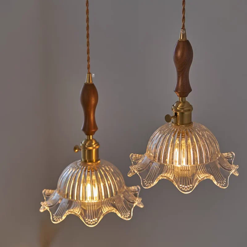 Afralia™ Modern Walnut Wood Glass Pendant Lights in Nordic Style