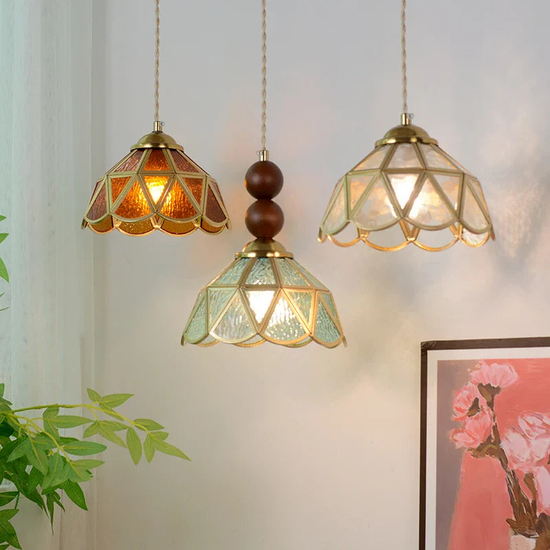 Afralia™ Blue Glass LED Pendant Light: Modern Nordic Tiffany Hanging Lamp for Bedroom & Dining Room