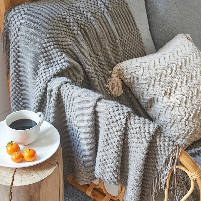 Afralia™ Cozy Knitted Sofa Blanket - Winter Home Office Nap Comfort