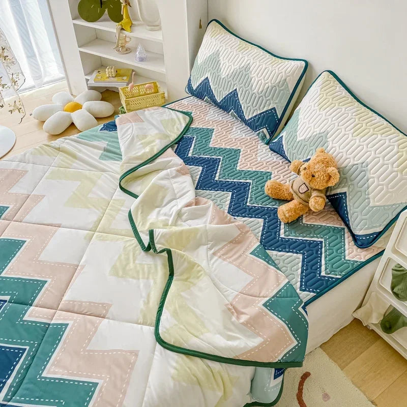 Afralia™ Cool Summer Blanket Set with Latex Bed Mat - Lightweight Breathable Comforter Bedding