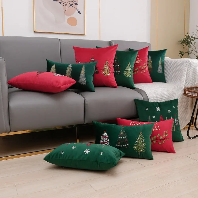 Afralia™ Christmas Velvet Cushion Cover - Festive Merry Christmas Home Decor