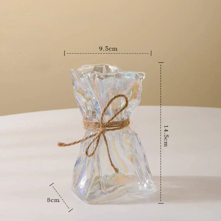 Afralia™ Clear Glass Folded Road Vase - Creative Handcrafted Hydroponic Art Vase
