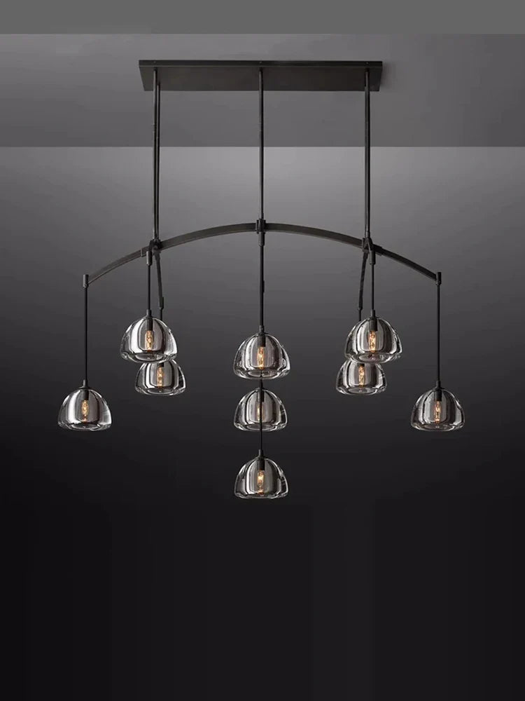Afralia™ Black Brass American Series Crystal Copper LED Chandelier for Dinning Room