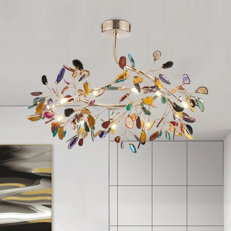 Afralia™ Agate Branch Chandelier - Nordic Glass LED Globe for Bedroom, Kitchen, Dining Room