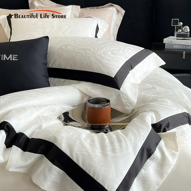 Afralia™ Silky Cool Cotton Jacquard Bedding Set with Luxe Lyocell, Soft & Breathable Quality