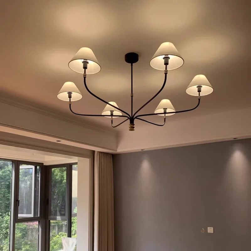 Midcentury Chandelier Minimalist Wrought Iron Light Afralia™ Black Gold Lights