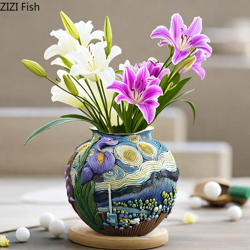 Afralia™ Starry Night Vase - Creative Floral Arrangement & Room Decor