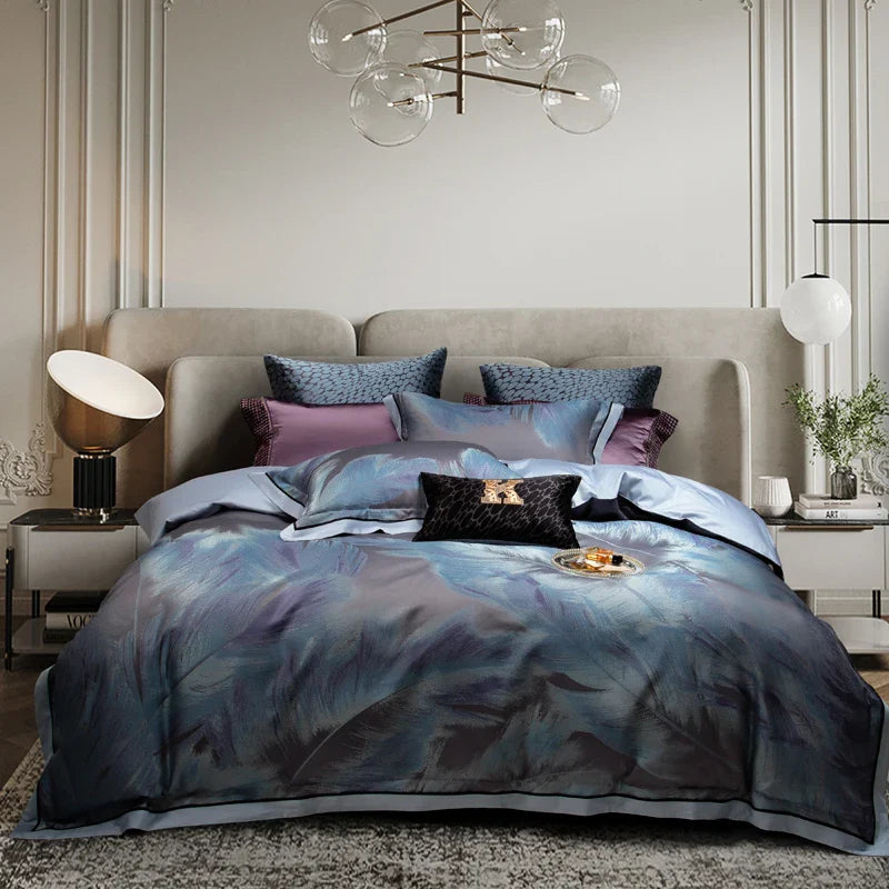 Afralia™ 1500TC Jacquard Egyptian Cotton Bedding Set: Queen King Linens, Duvet Cover, Sheets