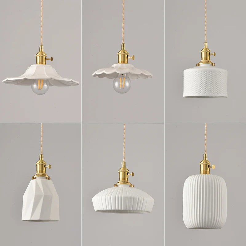 Afralia™ White Ceramic LED Pendant Lamp Modern Hanging Light Fixtures
