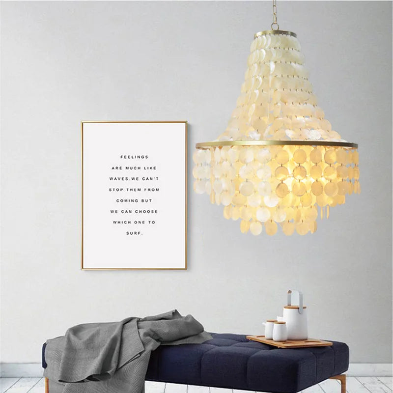 Afralia™ Modern Luxury Shell LED Ceiling Chandelier for Home Decor - Villa, Living Room, Staircase