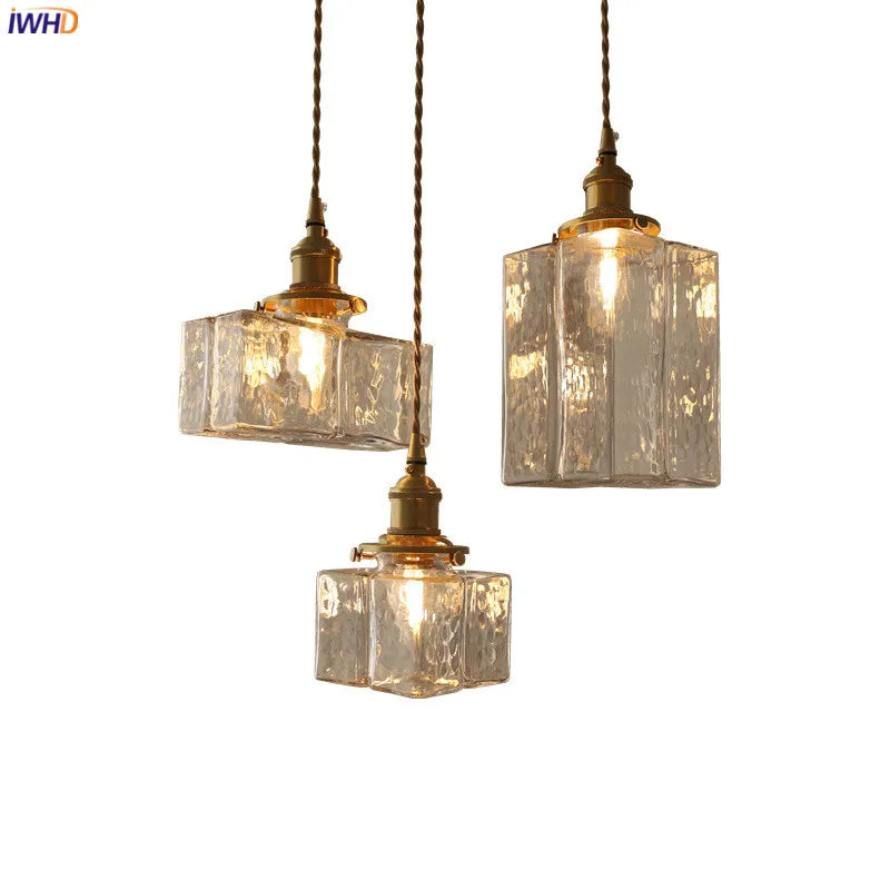 Afralia™ Glass LED Pendant Lights, Japanese Style Copper Home Lighting Maximized with Knob Switch