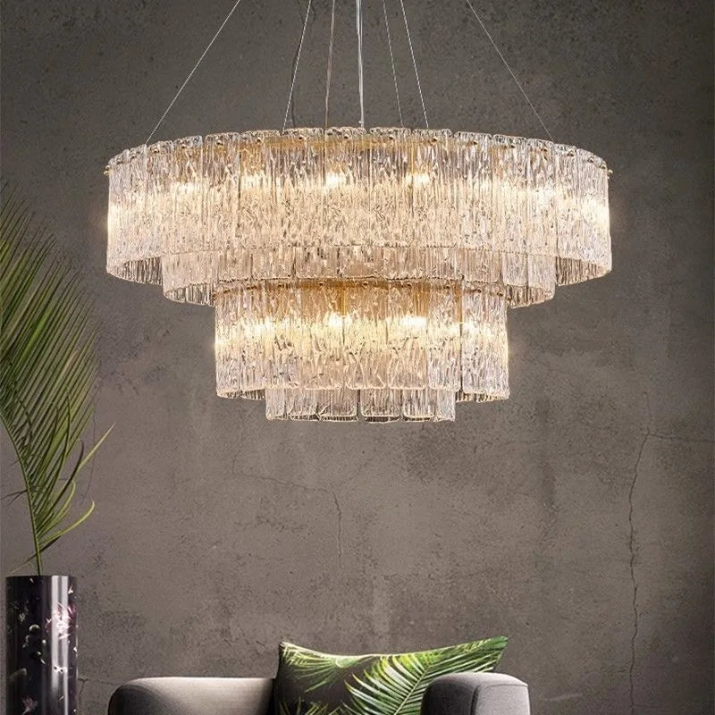Afralia™ Clear Glass LED Chandelier: Modern Luxury Living Room Art Deco Ceiling Light