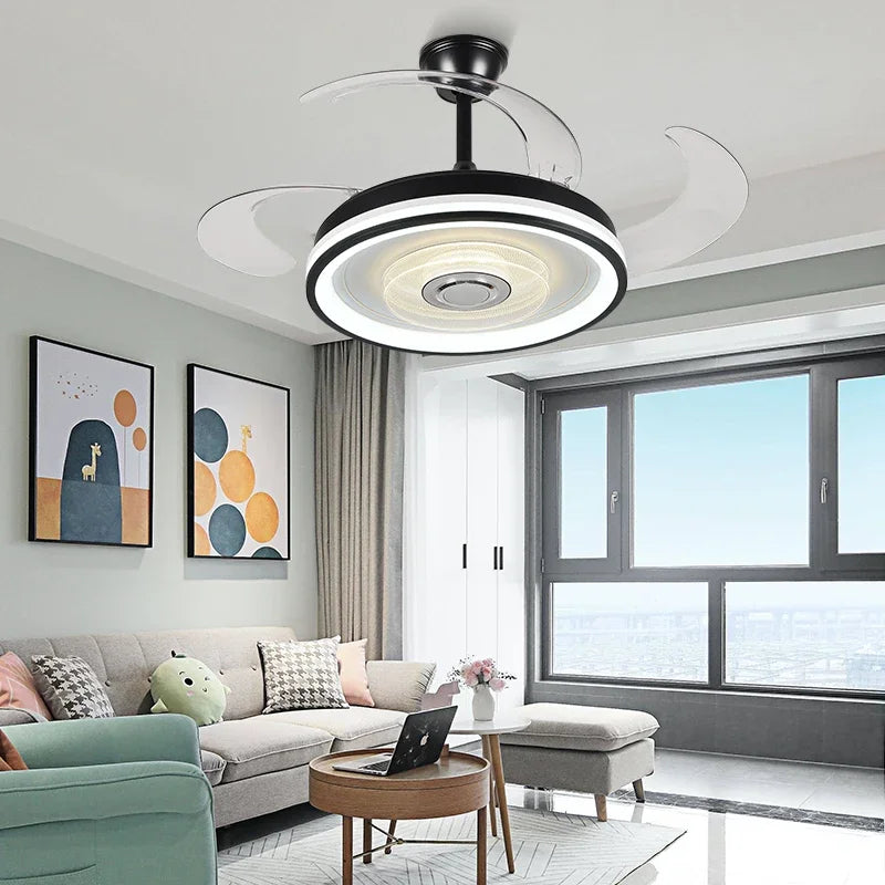 Afralia™ Crystal Chandelier LED Ceiling Fan with Remote Control Switch