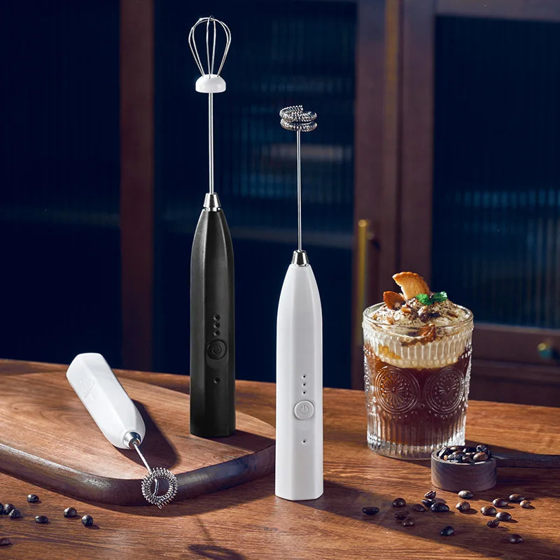 Afralia™ Handheld Electric Milk Frother Whisk Mixer for Coffee Cappuccino & Eggs