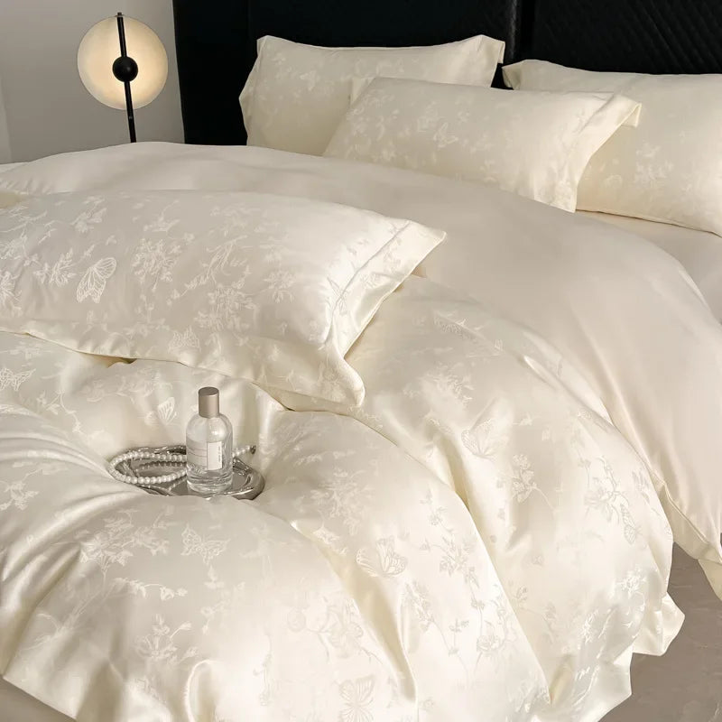 Afralia™ Silk Jacquard Bedding Sets - Luxury Comforter Cover for Double Bed