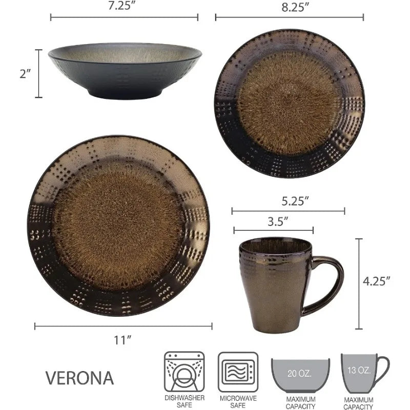 Verona 16-Piece Dinnerware Set - Assorted Colors
