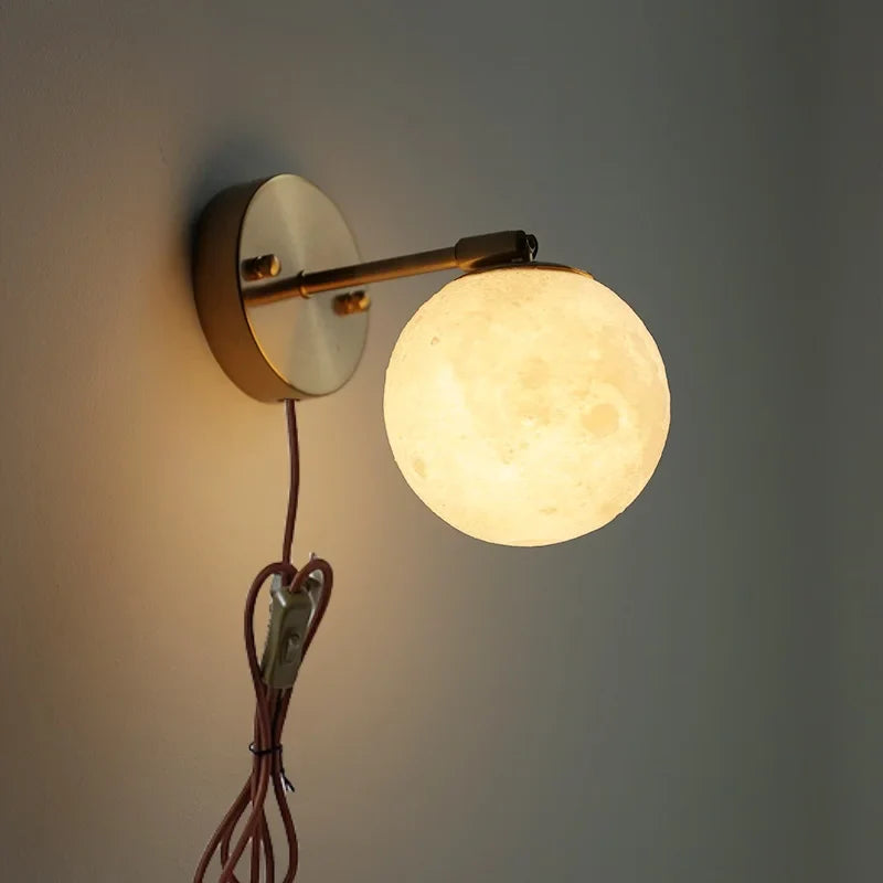 Afralia™ Moon Wall Sconce Up Down Rotate LED Light, Modern Nordic Bedside Lamp
