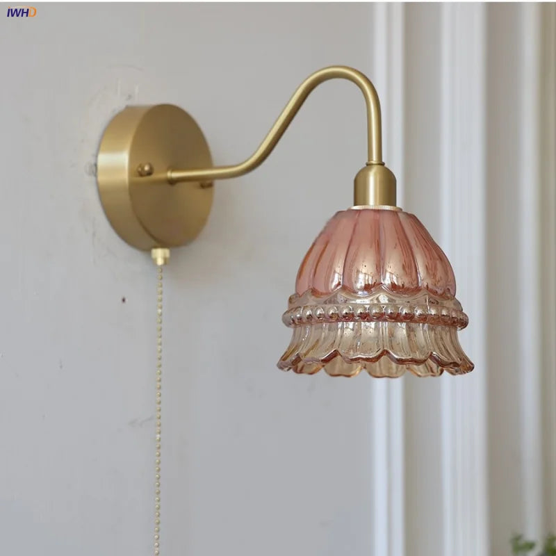 Afralia™ Pink Jellyfish LED Wall Lamp: Modern Nordic Design with Pull Chain Switch