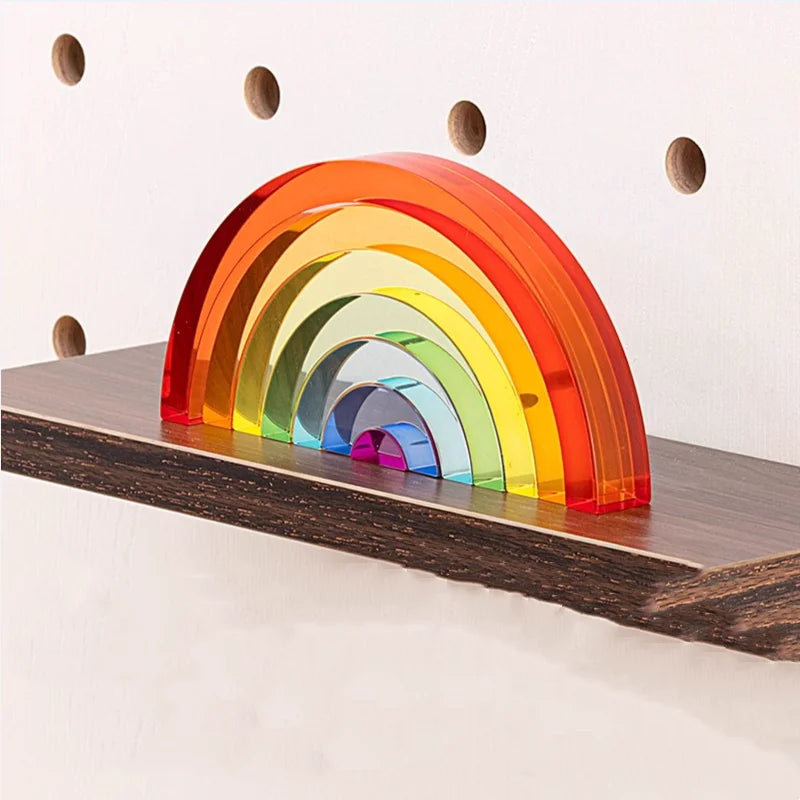 Afralia™ Rainbow Acrylic Sculpture DIY Blocks Home Decor Figurines