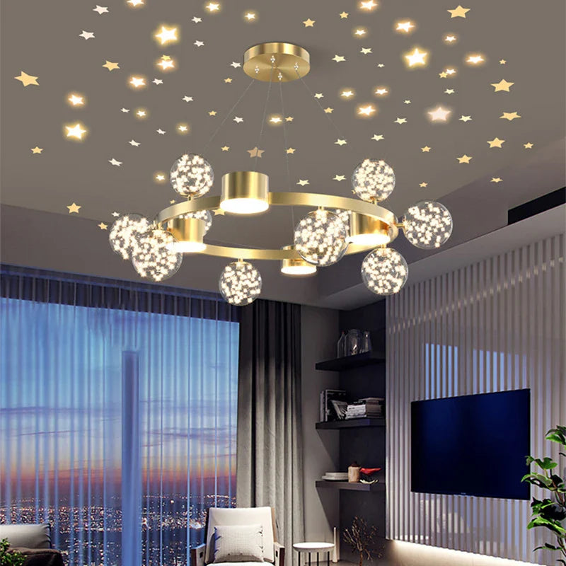 Afralia™ Modern Iron Glass LED Chandelier for Home Decor Lighting Fixtures