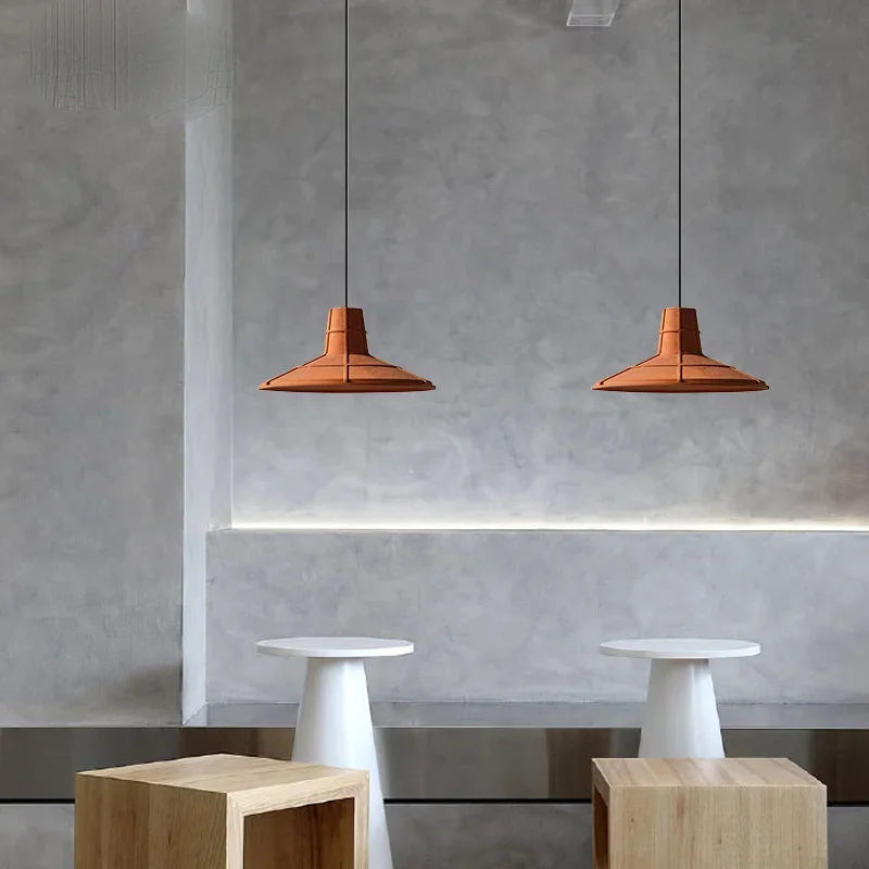 Afralia™ Nostalgic Industrial Cement Pendant Lamp Orange Hanging Light for Home Decor