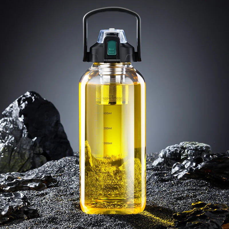 Afralia™ Glass Cup with Handle | Double Drinking, Portable Tea Water Separation Mug