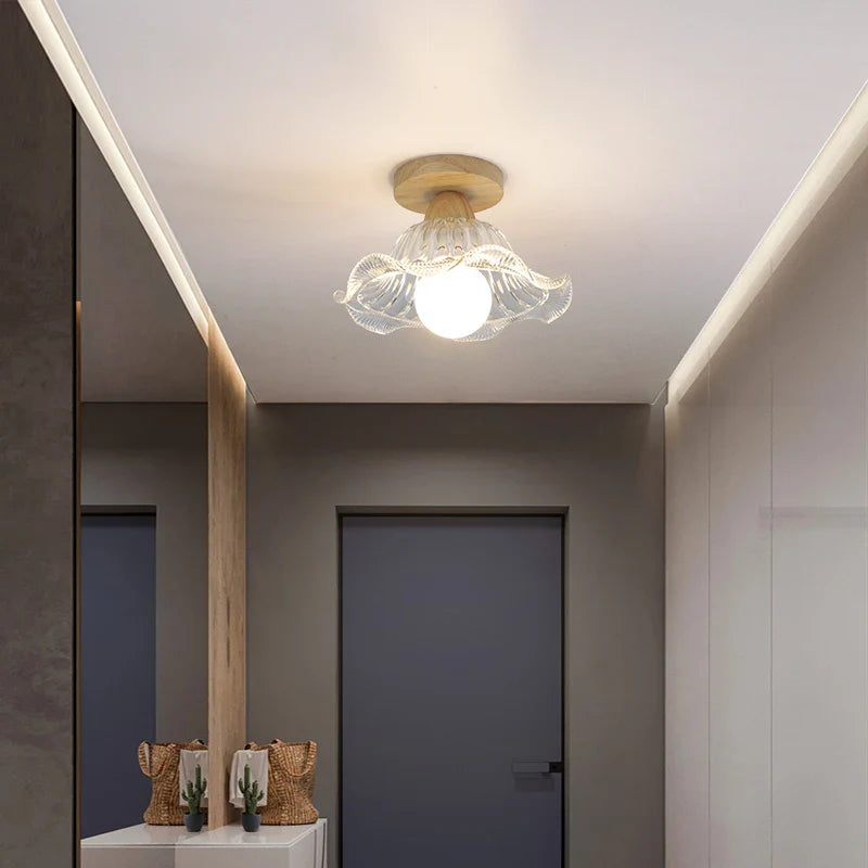 Afralia™ LED Ceiling Lamp Modern Style Wood Glass Luminaria