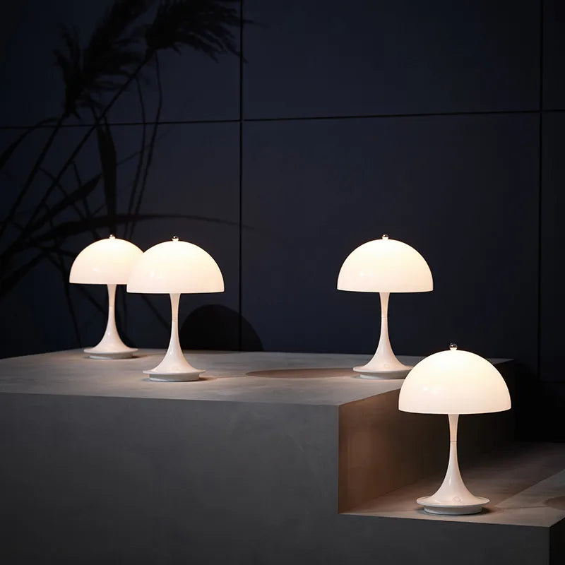 Afralia™ Modern Mushroom Table Lamp Panthella 320 LED Desk Lighting White Bedroom Living Room