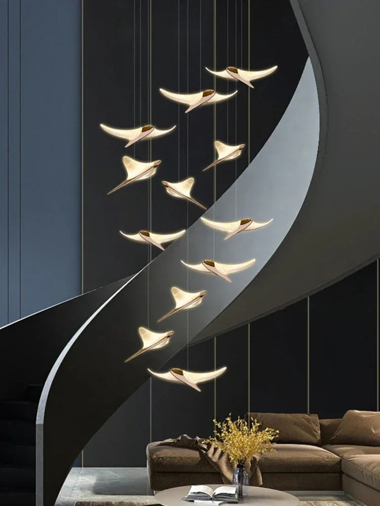 Afralia™ Dolphin Pendant Chandelier: Luxe Staircase & Lobby Décor for Hotel, Mall & Home