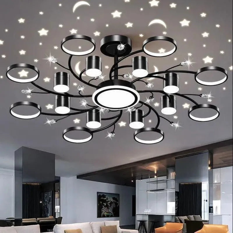 Afralia™ Nordic Starry Sky Dimmable LED Ceiling Chandelier for Home Decor Lighting