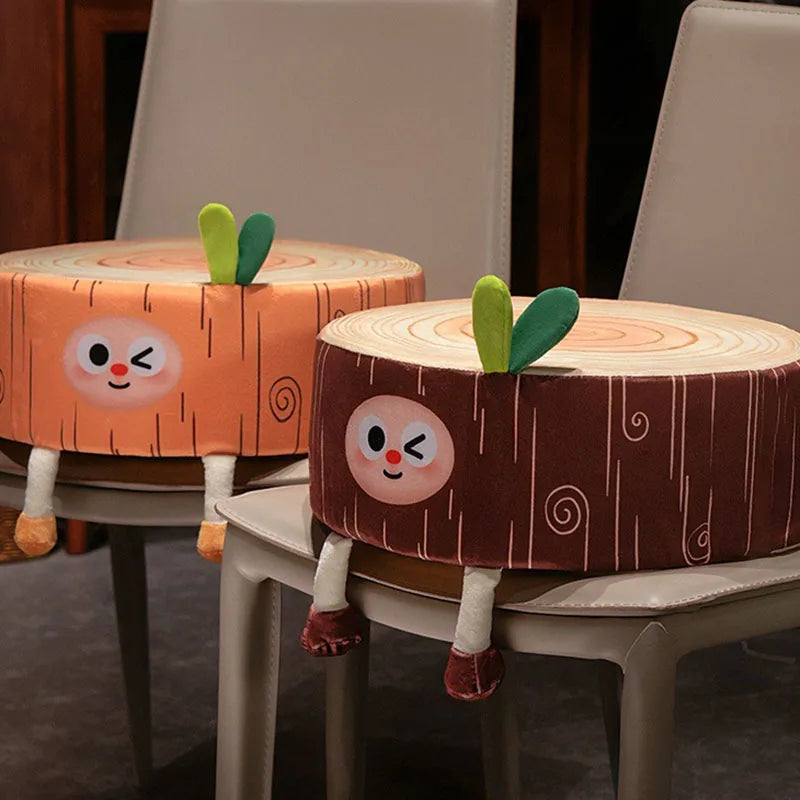 Afralia™ Cartoon Tree Stump Cushion for Bedroom, Sofa & Balcony Decoration