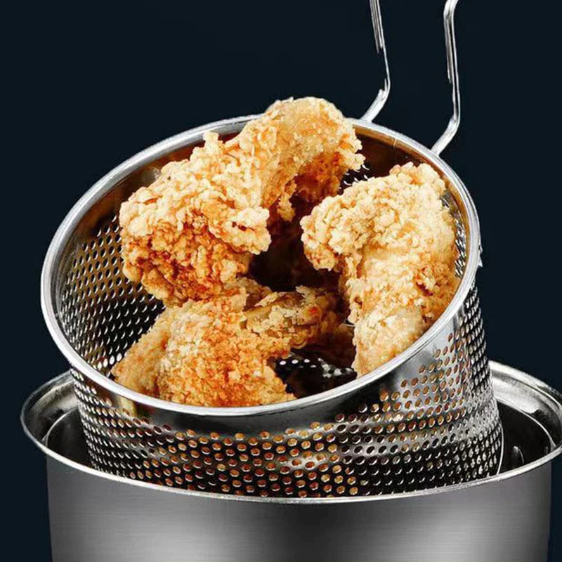 Afralia™ Stainless Steel Round French Fries Fryer Basket Colander Strainer