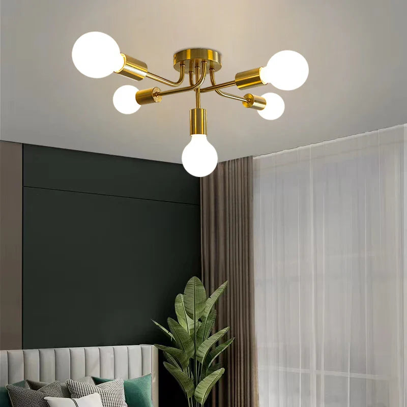 Afralia™ Brass Ceiling Light: Modern Restaurant Home Decor, E27 Bedroom Kitchen Living Room Fixture