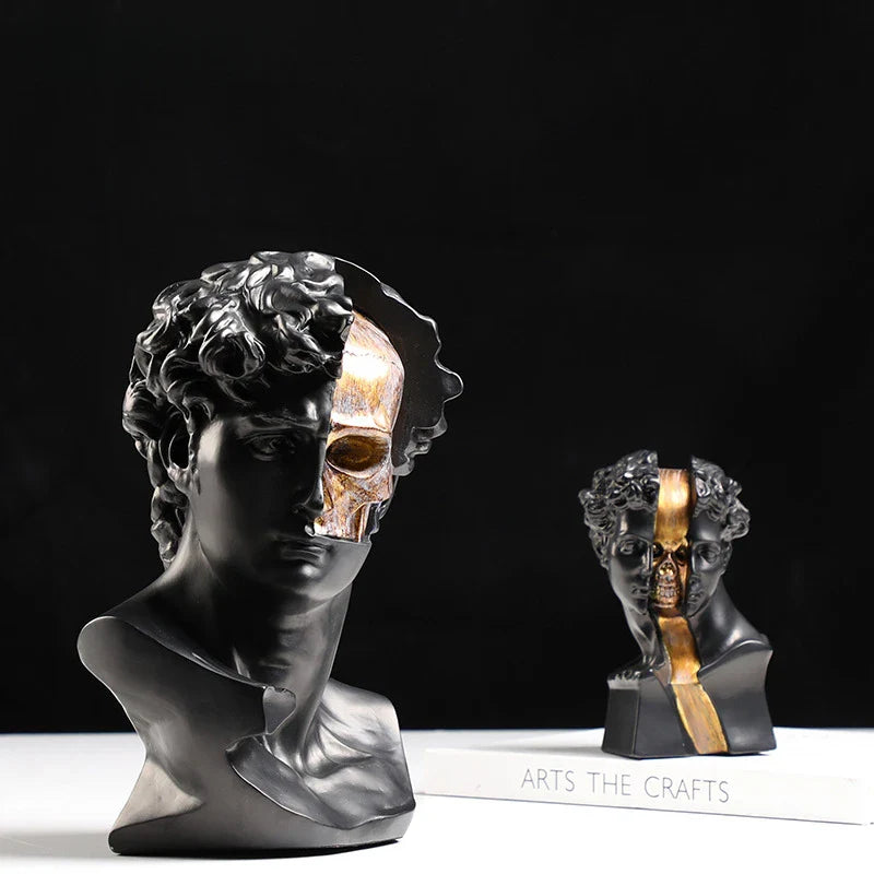 Afralia™ Golden Skeleton Abstract Resin Statue Home Decor Figure