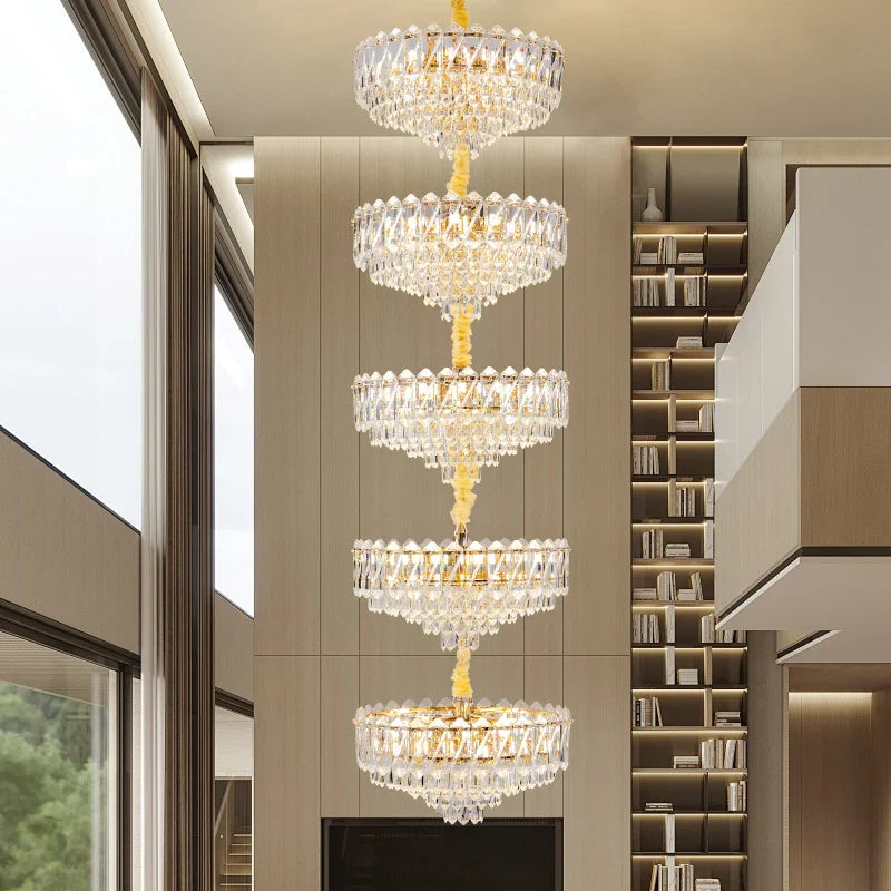 Afralia™ Crystal Duplex Chandelier: New Light Luxury Post-Modern Hall Lighting for High Living Room