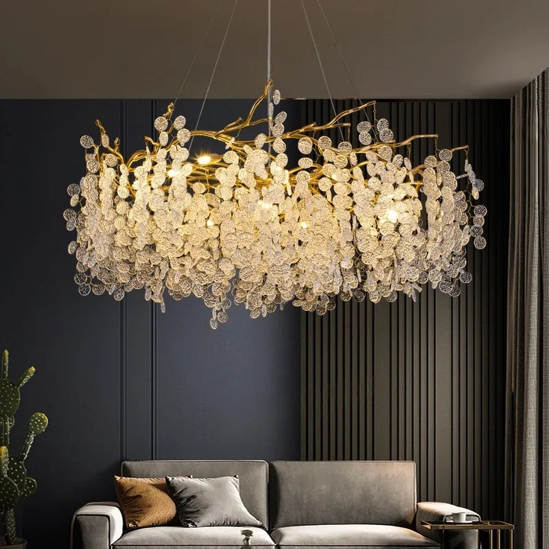 Afralia™ Luxe Crystal Ceiling Chandelier for Living Room - LED Indoor Lighting