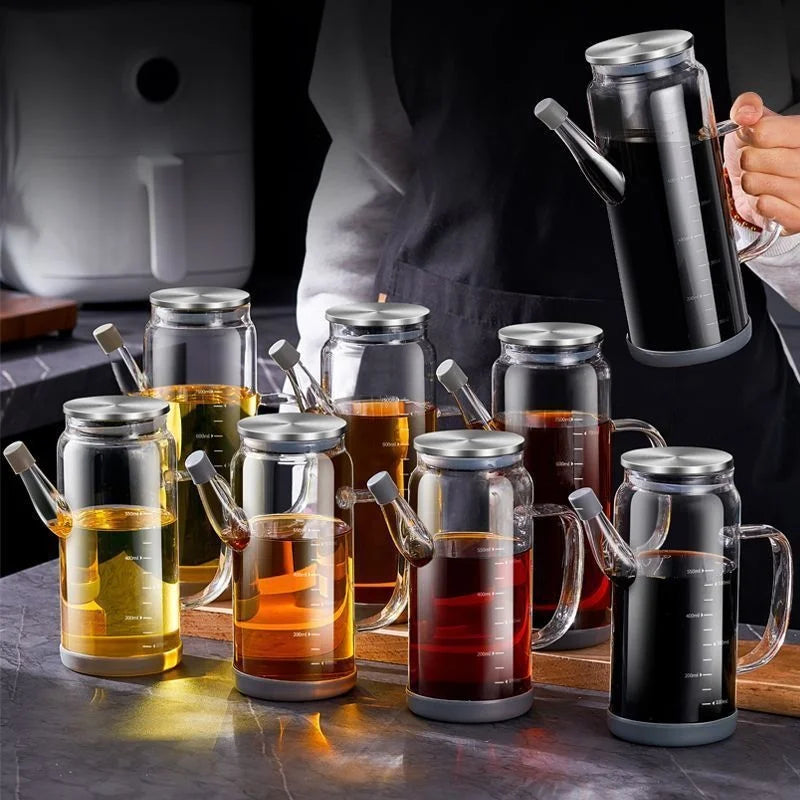 Afralia™ Glass Condiment Bottle Set for Kitchen Seasonings and BBQ, 3-Piece