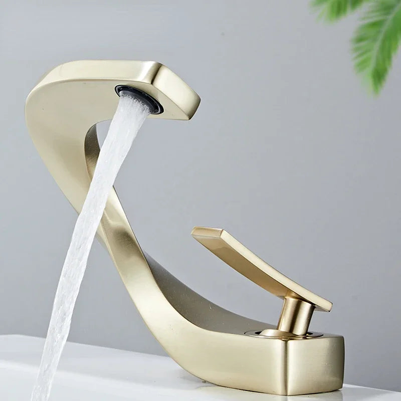 Afralia™ Brass Basin Faucet Hot Cold Water Sink Tap Deck Mounted Luxury Vintage Style