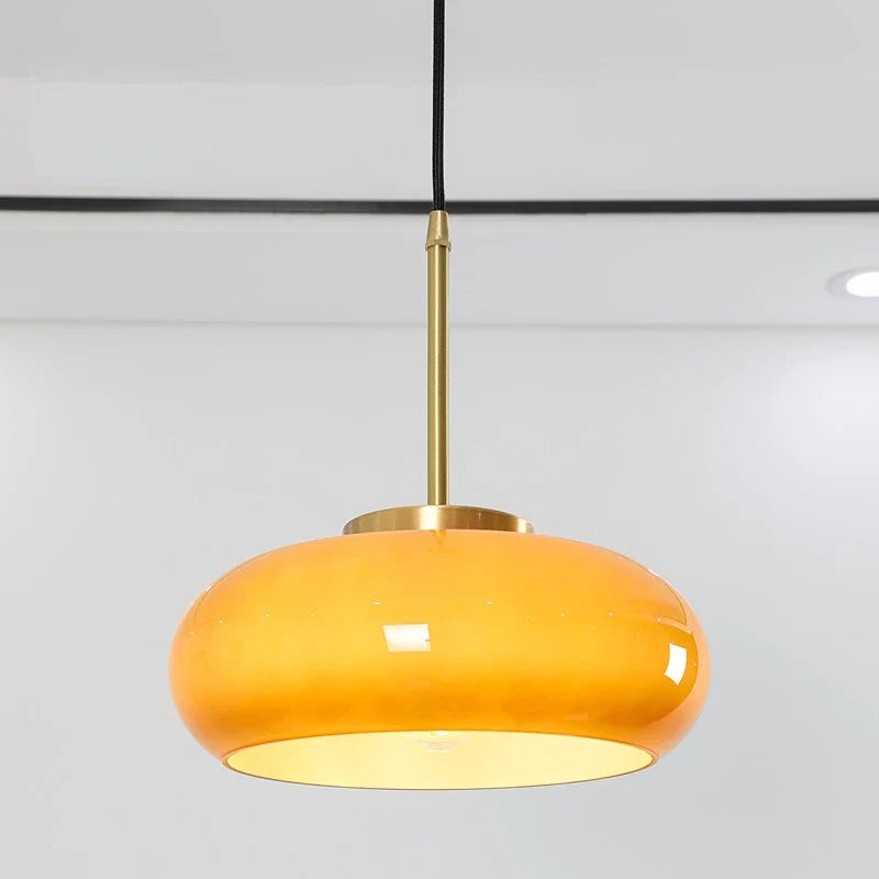 Afralia™ Medieval Brass Glass Pendant Lamp - Nordic Bauhaus Island Fixture