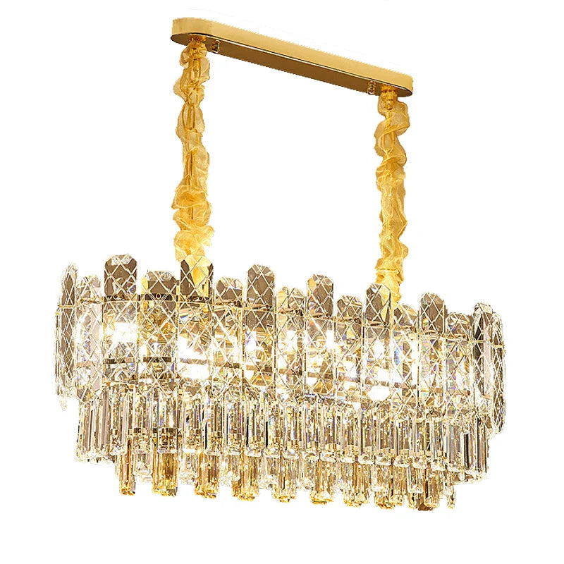 Afralia™ Gold Lustre Chandelier LED Crystal Light Fixture - Postmodern Luxury Hanging Lamp