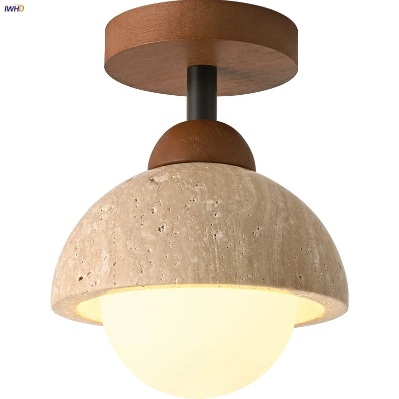 Afralia™ Nordic LED Ceiling Light Hotel Living Room Glass Ball Yellow Stone Lamp